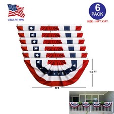 6 Pack USA Pleated Fan Flag 1.5x3 Feet American US Bunting Flags Half Fan Banner Flags & Pennants price
