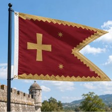 Medieval Crusader Battle Banner Flag | Crimson & Gold Cross Pennant with Stars Flags & Pennants price