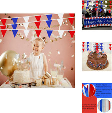 Red White and Blue Pennant Banner Flags String Red White Blue DIY Triangle Ga... Flags & Pennants price