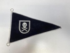 vintage 1950s Jolly Roger Pennant FLAG Pirate Skull & Crossbones Black Red White Flags & Pennants price