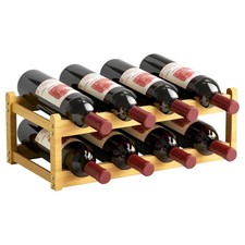 Wine Rack, 2-Tier 8 Bottles Stackable Wine Rack with Wavy Groove, Sturdy Free... Wine Rack price