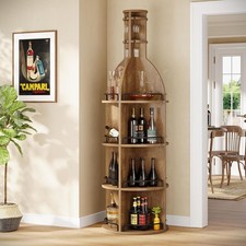 75" Tall Wine Rack with Storage Shelves, Industrial Round Wine Cabinet Freestand Wine Rack price