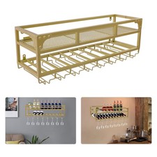 Wall-Mounted Wine Rack Industrial Wine Rack with Glass Holder Liquor Shelves Wine Rack price