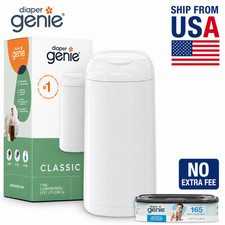 Diaper Genie Classic Pail,White,1 Diaper Pail,1 Square Refill - 165 Ct NEW Diaper Pail price