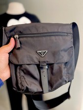 PRADA Black Messenger Crossbody Bag, Zip/Buckle Closure, Adjustable Strap Travel Bag price