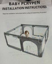 Baby Playpen Mesh Play Yard Gray Toddler Safety Fence Indoor Outdoor - New Playpen price