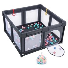 Baby Playpen with 50 Balls | Indoor Outdoor Playard for Toddlers, 47"x47", Gray Playpen price