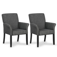 Set of 2 Executive Guest Chair Waiting Room Arm Chair w/Rubber Wood Legs Grey Executive Furniture Set price