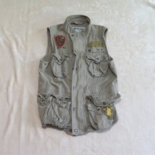 WHO.A.U Cali Men Khaki Utility Cargo Vest Yosemite California Patches Size L Vest (Outdoor) price