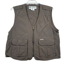 Columbia PFG Fishing Outdoor Utility Vest Size Medium Brown Nylon Vest (Outdoor) price