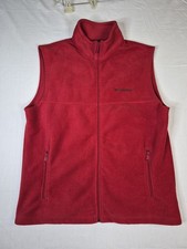 Columbia Fleece Vest Mens Size Large Red Sleeveless Zip Up Walking Outdoors Vest (Outdoor) price