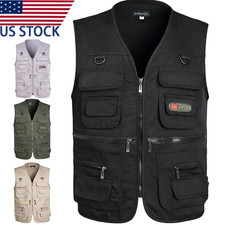 Men Outdoor Vest Multi-pockets Waistcoat Hiking Fishing Sleeveless Jackets Vest (Outdoor) price