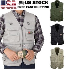 Men Outdoor Vest Multi-pockets Waistcoat Hiking Fishing Sleeveless Jackets Vest (Outdoor) price