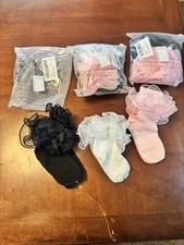 Girls Sheer Ruffle Ankle Socks 3 Pairs Black White Pink One Size Nylon Girls' Socks Set price