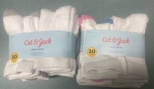 Girls (Set of 2) Cat & Jack White Crew Socks size, 9-2 2/2, 10 Pack NEW! Girls' Socks Set price