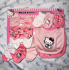 Hello Kitty 12pc Baby Girls Accessory Set Pink/White Bib Socks Mittens 0-6M Girls' Socks Set price