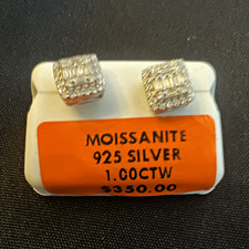 925 Sterling Silver Square White Moissanite Stud Earrings 1.00 ctw Diamond Earrings price