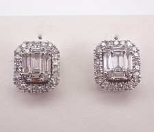 2.50Ct Baguette Cut Real Moissanite Cluster Stud Earrings 14K White Gold Plated Diamond Earrings price