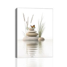 Zen Stone Wall Art Canvas 12x16 Inch Framed, Calming Spa Wall Decor, Meditati... Natural Stone Wall Art price