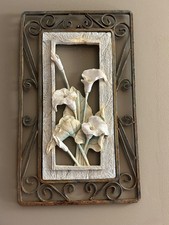 Lovely Wall Art White Calla Lillys With Natural Stone In Metal Frame Natural Stone Wall Art price