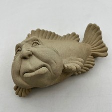 Carruth Studio Whimsical Face Fish Stone Wall Art Garden Sculpture Tan 6 Inch Natural Stone Wall Art price