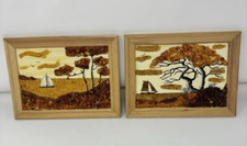 Lot Of 2 Vintage Wall Art Natural Baltic Amber Stone Landscape In Frames Poland Natural Stone Wall Art price