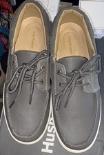 Hush Puppies Colton Men’s Leather Boat Shoe Gray Lace-Up US 8 Medium Men's Boat Shoes price