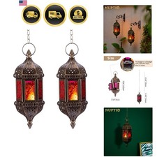 2 Pcs Hanging Hexagon Decorative Moroccan Candle Lantern Holders, Handmade Ha... Decorative Lantern price