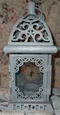 Metal Lantern  Indoor /Outdoor. Tea light Candle - Or Flameless -  9" X 4" Decorative Lantern price