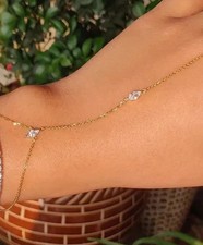 6Ct Lab-Created Diamond Prong Set Hand Chain Bracelet 14K Yellow Gold Finish Shahmeran Bracelet price