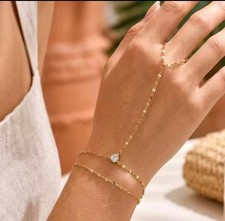 Gold Tone Hand Chain Bracelet Ring Adjustable Stainless Steel Finger Bracelet Shahmeran Bracelet price