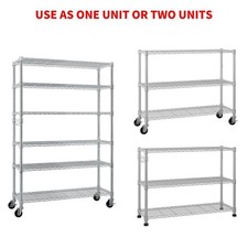 Rolling 6 Tier Storage Shelf Heavy Duty Storage Shelving Unit Metal Storage Rack Office Shelving price