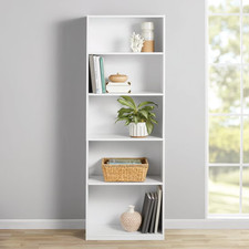Mainstays 5-Shelf Bookcase with Adjustable Shelves, White 24.88" x 11.65"x 71.4" Office Shelving price