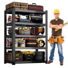 CJF 5-Tier Metal Storage Shelves, Garage Shelving for Garage, Basement, Black Office Shelving price