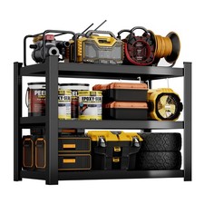 CJF 3-Tier Metal Storage Shelves, Garage Shelving for Garage, Basement, Black Office Shelving price