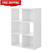 Mainstays 11" 6-Cube Storage Organizer, White Office Shelving price