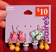 Claire's Animal Pom Pom Dangle/Drop Hook Earrings Set, Multicolor Pearl Earrings price