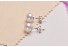 925 Sterling Silver Genuine Freshwater 3-12mm Pearl Stud Earrings Gift Love Pearl Earrings price