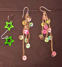 Lot of 2 Multicolor Metal Star Dangle/Drop Hook Earrings No Stone Pearl Earrings price
