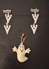 Halloween Ghost "BOO!" White Plastic Dangle/Drop Stud Earrings Pearl Earrings price