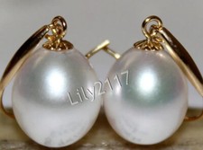 Genuine Natural 10-11mm South Sea White Pearl Dangle Earrings 14K Yellow Gold Pearl Earrings price