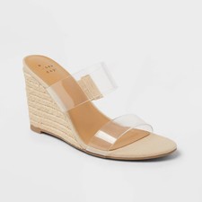 Women Ansel Double Band Open Toe Wedge Heels with Memory Foam Insole Wedge Heels price
