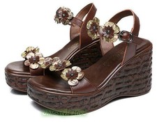 Women Floral Casual Retro Platform Wedge Heels Peep Toe Fashion Sandals Shoes Wedge Heels price
