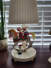Vintage Rocking Horse Musical Nursery Lamp Wood Children’s Lamp Baby Room Decor Baby Room Table Lamp price