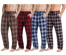(4 Pack) Men's Cotton Knit Flannel Plaid Lounge Pajama Pants Men's Pajamas price