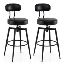Swivel Barstools Set of 2 Faux Leather Bar Height Chairs w/Upholstered Seat Back Bar Stool price