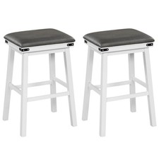 30" Dining Bar Stool Set of 2 Pub Height Padded Seat Wood Frame Kitchen White Bar Stool price