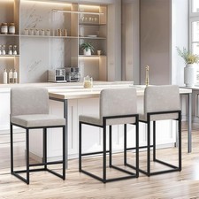 Set of 3 Leather Bar Stools Counter Height Kitchen Stools with Back Support 24" Bar Stool price