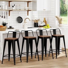 Bar Stools Set of 4 Metal Bar Stool Counter Height Bar Stools 26" Black Moder... Bar Stool price