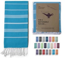 Turkish Beach Towel 100% Organic Cotton Extra Large Oversized (39 x Turquoise Pestemal price